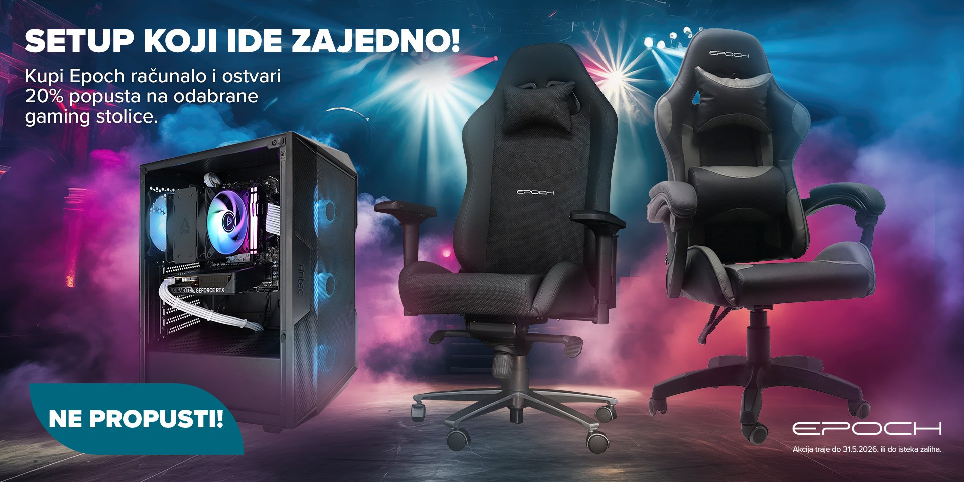 Epoch gaming računalo + 20% popusta na gaming stolicu 